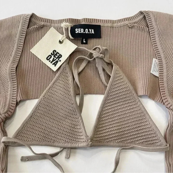 SER.O.YA Retrofête Dahlia Sweater Shrug Set Brown L NWT - Picture 12 of 13